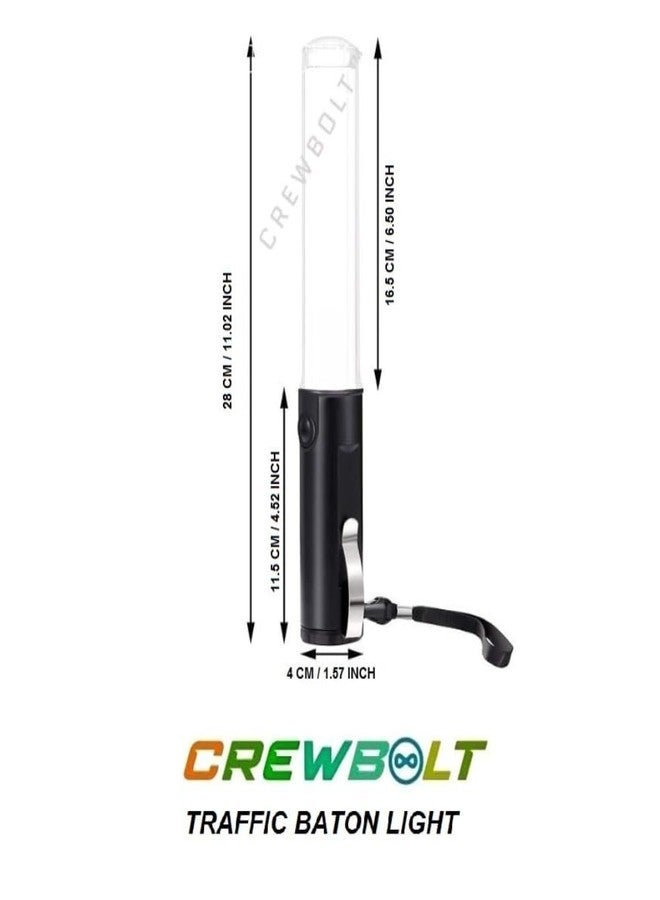 CREWBOLT 28 CM Waterproof LED Traffic Baton | Flashing Red & Green Road Safety Signal | Emergency Reflector Light Stick | Self-Defense Safety Rod - Image 2